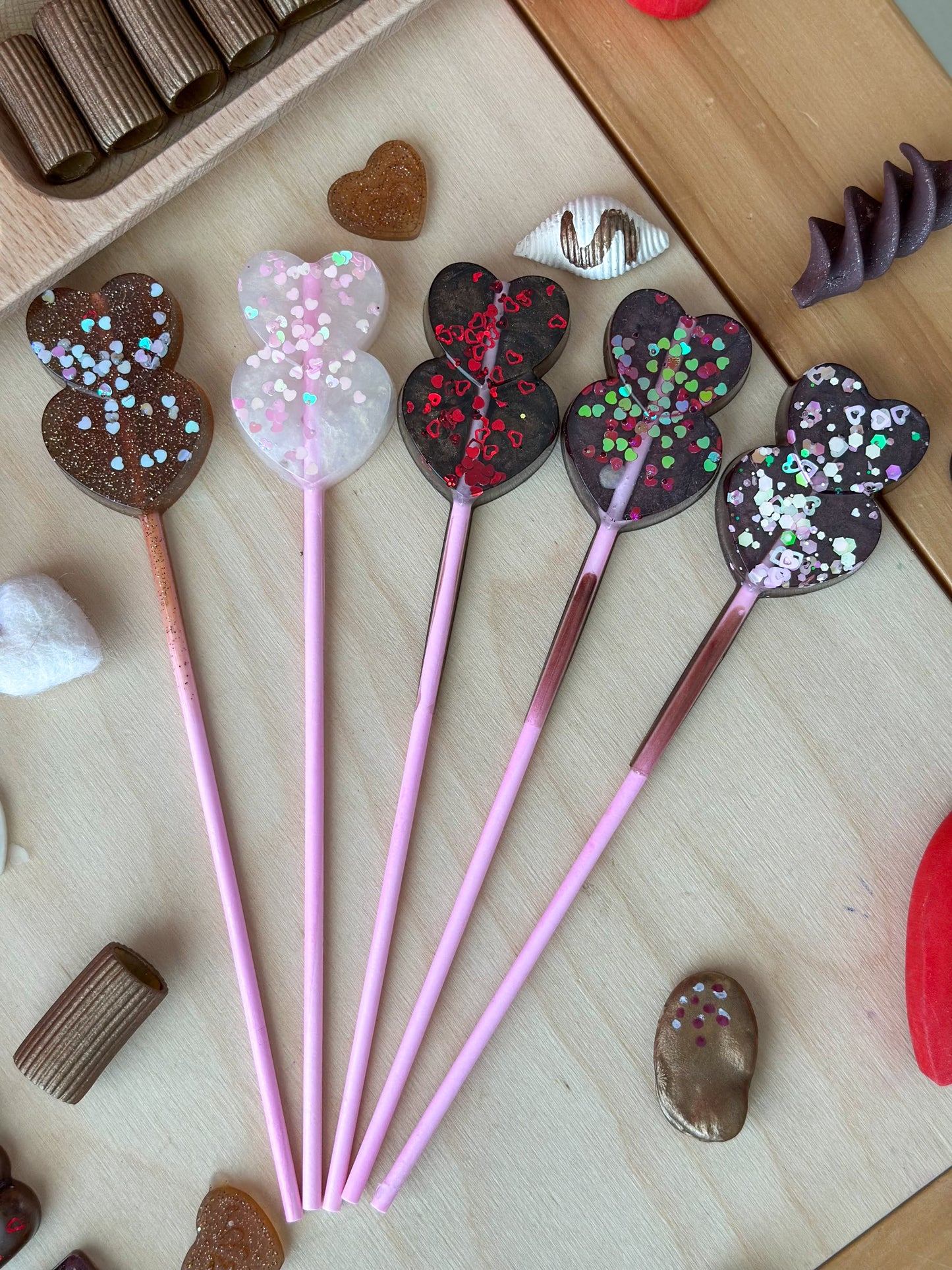 Chocolate Heart Lollipop – Resin Play Piece (Assorted)