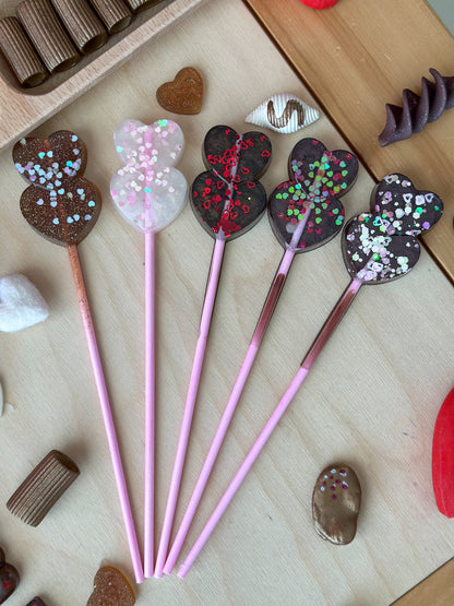 Chocolate Heart Lollipop – Resin Play Piece (Assorted)
